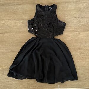 Lulu's Black Sequin Formal Kids Dress